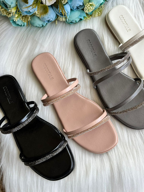 Rhinestone Embedded Slip On Flat